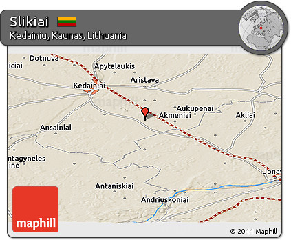 Shaded Relief Panoramic Map of Slikiai