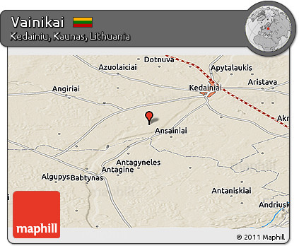 Shaded Relief Panoramic Map of Vainikai