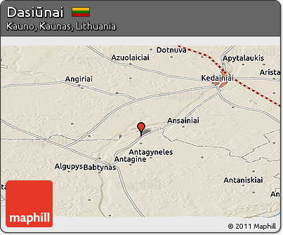 Shaded Relief Panoramic Map of Dasiūnai