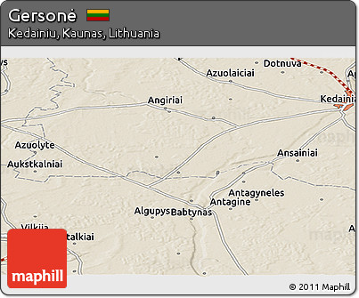 Shaded Relief Panoramic Map of Gersonė