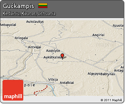 Shaded Relief Panoramic Map of Gučkampis