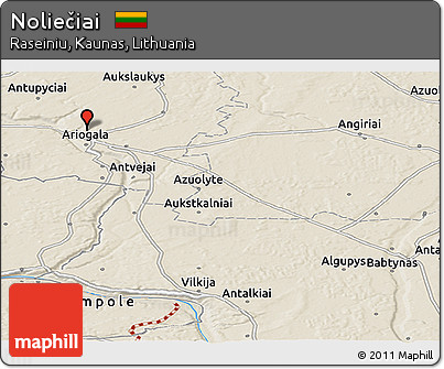 Shaded Relief Panoramic Map of Noliečiai