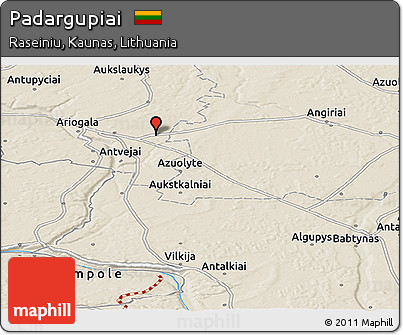 Shaded Relief Panoramic Map of Padargupiai
