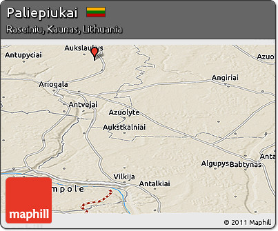 Shaded Relief Panoramic Map of Paliepiukai