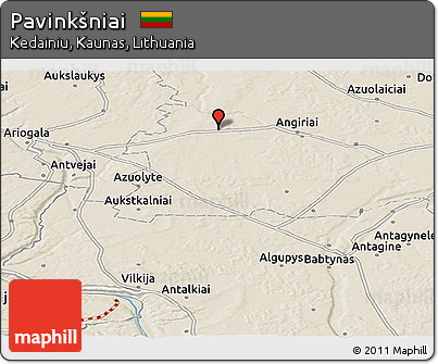 Shaded Relief Panoramic Map of Pavinkšniai