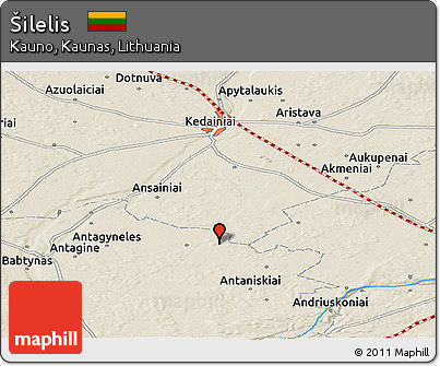 Shaded Relief Panoramic Map of Šilelis