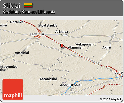 Shaded Relief Panoramic Map of Slikiai