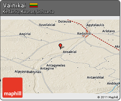 Shaded Relief Panoramic Map of Vainikai