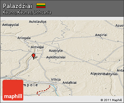 Shaded Relief Panoramic Map of Palazdžiai