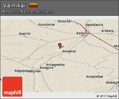 Shaded Relief Panoramic Map of Vainikai
