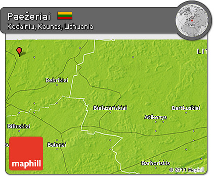 Physical 3D Map of Paežeriai