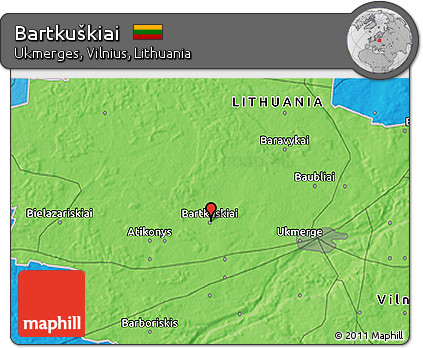 Political 3D Map of Bartkuškiai