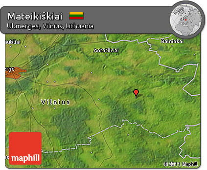 Satellite 3D Map of Mateikiškiai