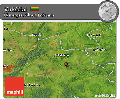 Satellite 3D Map of Virkščiai