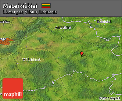 Satellite 3D Map of Mateikiškiai