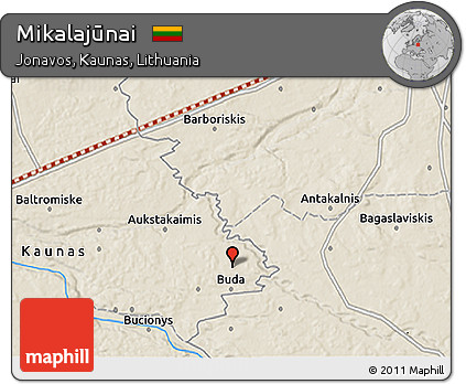Shaded Relief 3D Map of Mikalajūnai