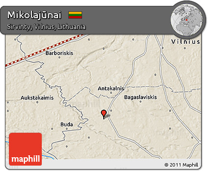 Shaded Relief 3D Map of Mikolajūnai