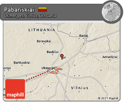 Shaded Relief 3D Map of Pabariškiai