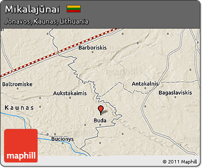 Shaded Relief 3D Map of Mikalajūnai