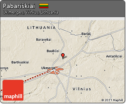Shaded Relief 3D Map of Pabariškiai