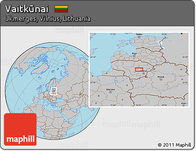 Gray Location Map of Vaitkūnai