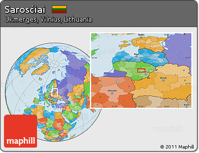 Political Location Map of Sarosčiai