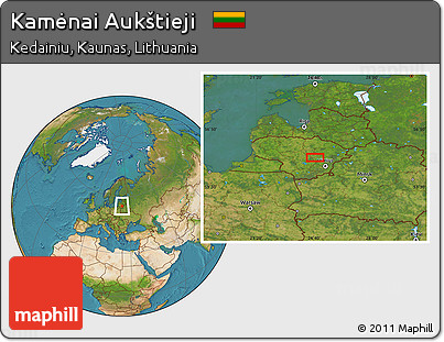 Satellite Location Map of Kamėnai Aukštieji