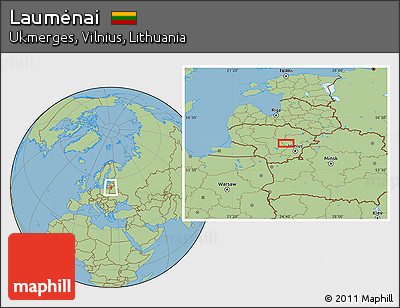 Savanna Style Location Map of Laumėnai