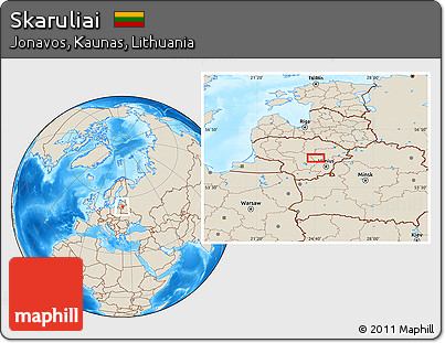 Shaded Relief Location Map of Skaruliai