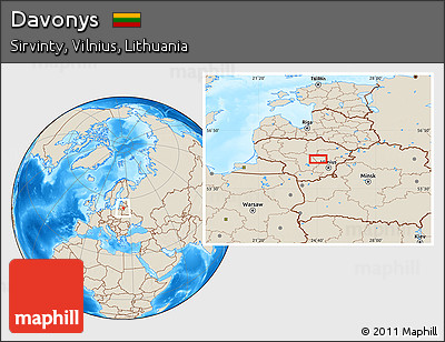Shaded Relief Location Map of Davonys
