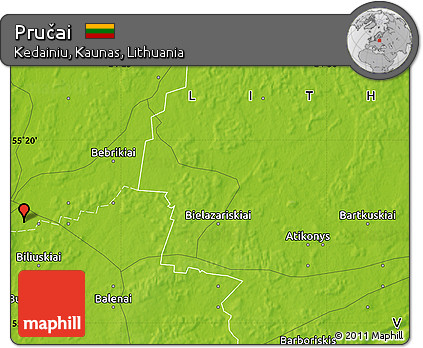 Physical Map of Pručai