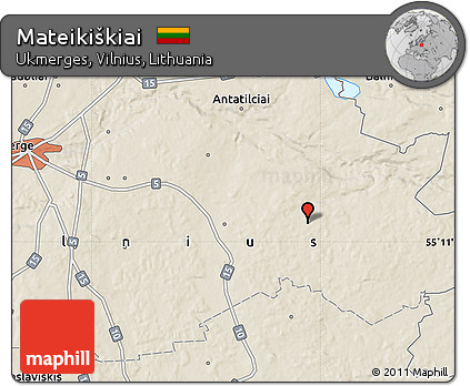 Shaded Relief Map of Mateikiškiai