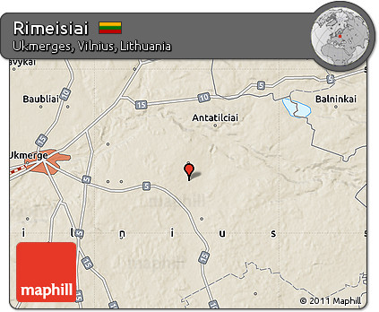 Shaded Relief Map of Rimeisiai