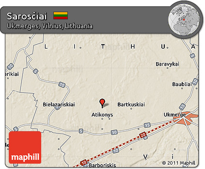 Shaded Relief Map of Sarosčiai