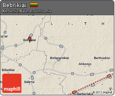 Shaded Relief Map of Bebrikiai