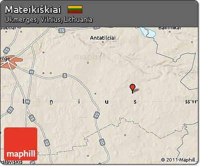 Shaded Relief Map of Mateikiškiai