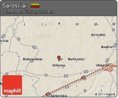 Shaded Relief Map of Sarosčiai