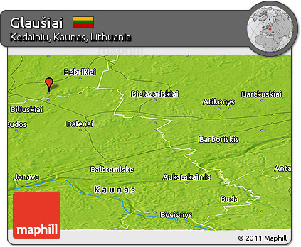 Physical Panoramic Map of Glaušiai