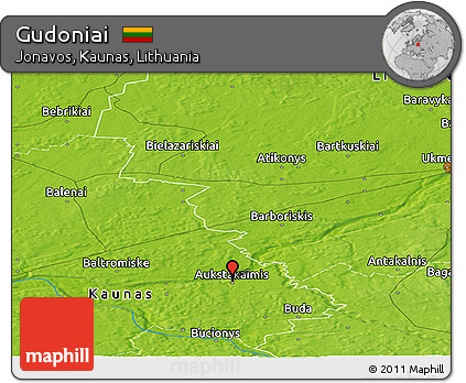 Physical Panoramic Map of Gudoniai