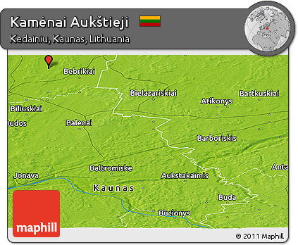 Physical Panoramic Map of Kamėnai Aukštieji