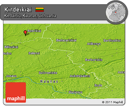 Physical Panoramic Map of Kirdeikiai