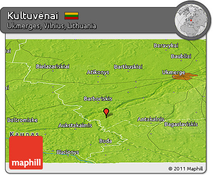 Physical Panoramic Map of Kultuvėnai