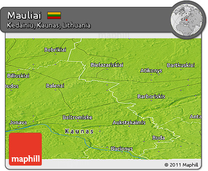 Physical Panoramic Map of Mauliai