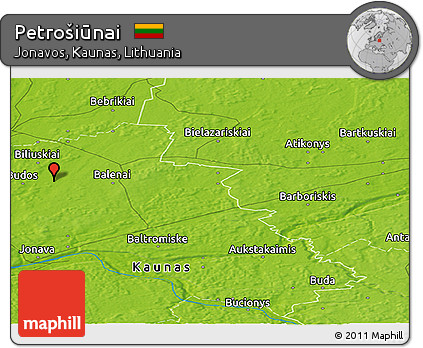 Physical Panoramic Map of Petrošiūnai