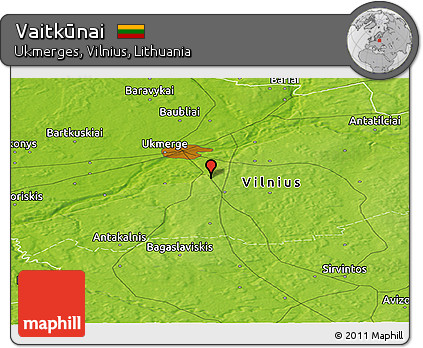 Physical Panoramic Map of Vaitkūnai