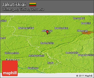 Physical Panoramic Map of Jakutiškiai