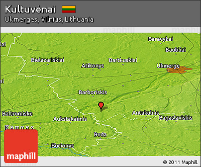 Physical Panoramic Map of Kultuvėnai