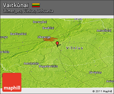 Physical Panoramic Map of Vaitkūnai