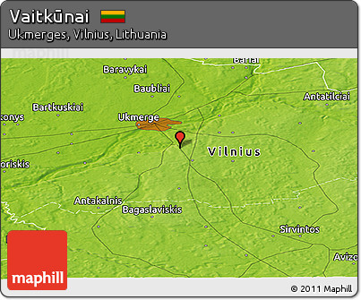 Physical Panoramic Map of Vaitkūnai