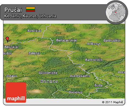 Satellite Panoramic Map of Pručai